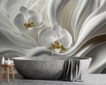 Fototapeta, Biała orchidea i abstrakcja 3D - obrazek 2