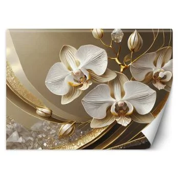 Fototapeta, Złota Orchidea Kwiat 3D
