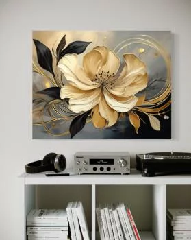 Obraz na płótnie, Beżowy Kwiat Abstrakcja - obrazek 2
