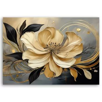 Obraz na płótnie, Beżowy Kwiat Abstrakcja - obrazek 3