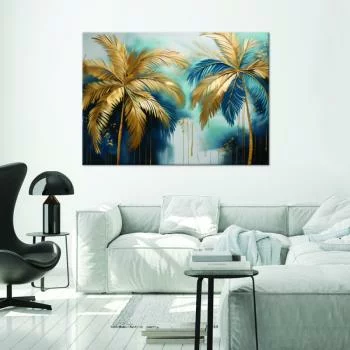 Obraz na płótnie, Złote Palmy Abstrakcja - obrazek 2