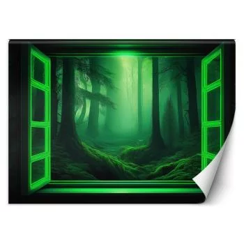 Fototapeta, Widok z okna Zielony las