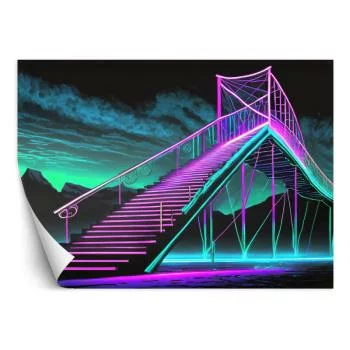 Fototapeta, Neonowe schody Futurystyczna abstrakcja