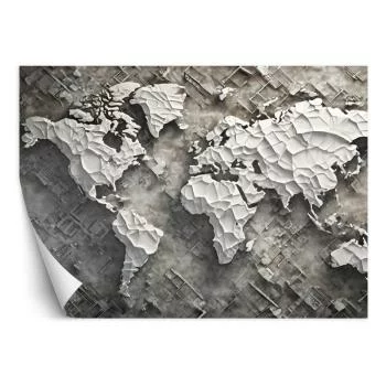 Fototapeta, Szara mapa świata 3D