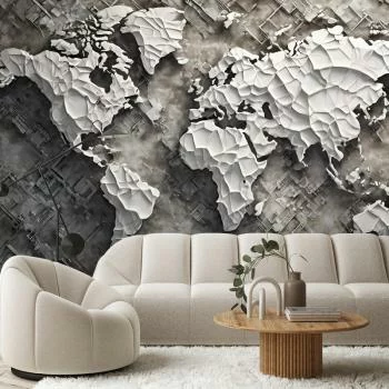 Fototapeta, Szara mapa świata 3D - obrazek 2