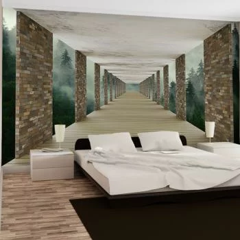 Fototapeta 3D - korytarz w lesie
