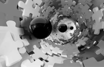 Fototapeta 3D - czarne kule w tunelu