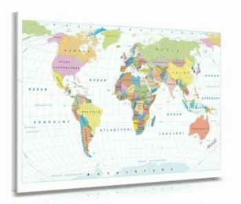 Obraz na płótnie - jasna mapa świata