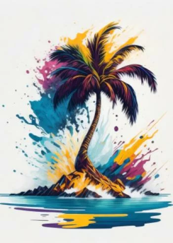 Plakat w ramie - kolorowa palma - obrazek 2