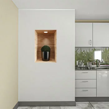 Naklejka na ścianę 3D do kuchni - kwiat w drewnianej wnęce XX - kopia