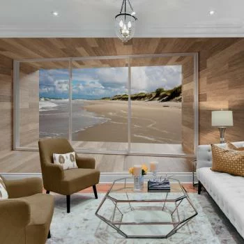 Fototapeta 3D do salonu - dom nad morzem