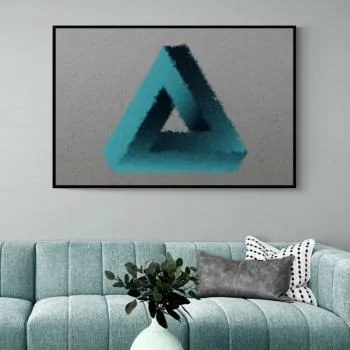 Obraz w czarnej ramie - trójkąt 3D