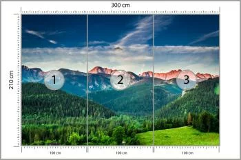 Fototapeta - Górska Panorama z Zielonymi Dolinami i Różowymi Szczytami - obrazek 3