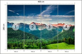 Fototapeta - Górska Panorama z Zielonymi Dolinami i Różowymi Szczytami - obrazek 3
