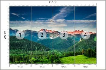 Fototapeta - Górska Panorama z Zielonymi Dolinami i Różowymi Szczytami - obrazek 3