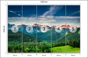 Fototapeta - Górska Panorama z Zielonymi Dolinami i Różowymi Szczytami - obrazek 3