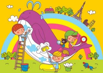 Fototapeta Dla Dzieci - Dzieci I Wieloryb - obrazek 2