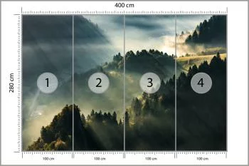 Fototapeta - Promienie Słońca nad Mglistymi Wzgórzami - obrazek 3