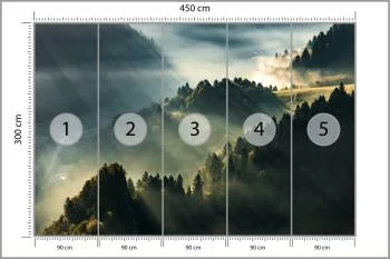 Fototapeta - Promienie Słońca nad Mglistymi Wzgórzami - obrazek 3