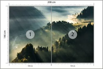 Fototapeta - Promienie Słońca nad Mglistymi Wzgórzami - obrazek 3