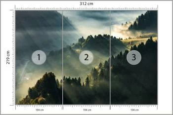 Fototapeta - Promienie Słońca nad Mglistymi Wzgórzami - obrazek 3