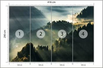 Fototapeta - Promienie Słońca nad Mglistymi Wzgórzami - obrazek 3