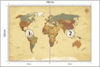 Fototapeta Mapa Świata - Styl Retro z Kompasem - obrazek 3