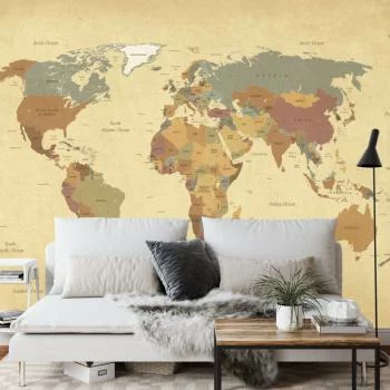 Fototapeta Mapa Świata - Styl Retro z Kompasem