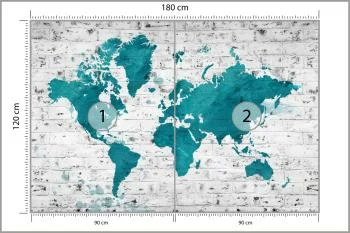 Fototapeta Mapa Świata - Malowana na Ceglanej Ścianie - obrazek 3