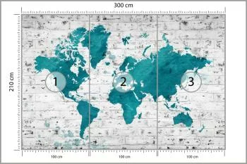 Fototapeta Mapa Świata - Malowana na Ceglanej Ścianie - obrazek 3