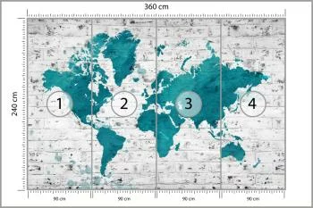 Fototapeta Mapa Świata - Malowana na Ceglanej Ścianie - obrazek 3