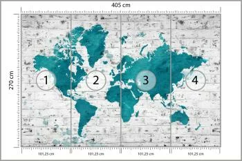 Fototapeta Mapa Świata - Malowana na Ceglanej Ścianie - obrazek 3