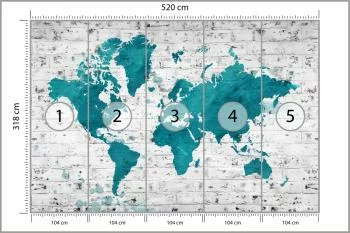 Fototapeta Mapa Świata - Malowana na Ceglanej Ścianie - obrazek 3