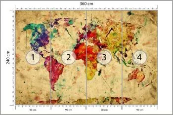 Fototapeta Mapa Świata - Artystyczna Paleta Barw - obrazek 3