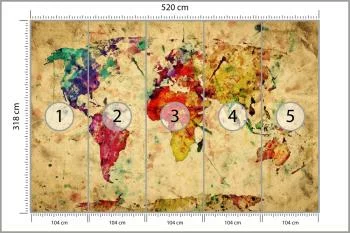 Fototapeta Mapa Świata - Artystyczna Paleta Barw - obrazek 3