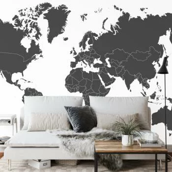 Fototapeta Mapa Świata - Minimalistyczna w Czarni