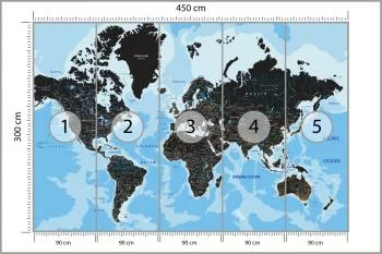 Fototapeta Mapa Świata - Ciemny Motyw z Oceanami - obrazek 3