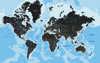 Fototapeta Mapa Świata - Ciemny Motyw z Oceanami - obrazek 2