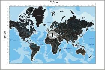 Fototapeta Mapa Świata - Ciemny Motyw z Oceanami - obrazek 3
