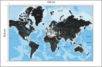 Fototapeta Mapa Świata - Ciemny Motyw z Oceanami - obrazek 3