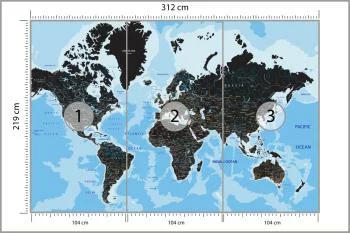 Fototapeta Mapa Świata - Ciemny Motyw z Oceanami - obrazek 3