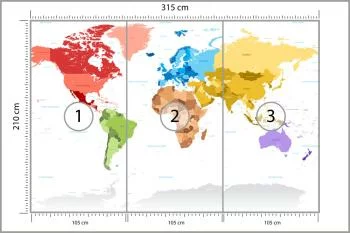 Fototapeta Mapa Świata - Kolorowe Kontynenty - obrazek 3