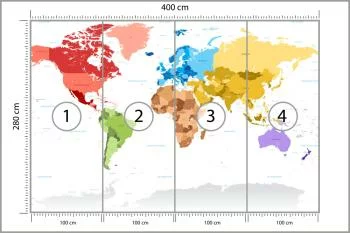 Fototapeta Mapa Świata - Kolorowe Kontynenty - obrazek 3
