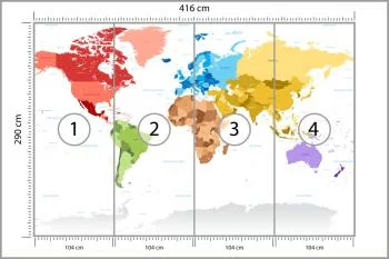 Fototapeta Mapa Świata - Kolorowe Kontynenty - obrazek 3