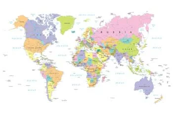 Fototapeta Mapa Świata - Pastelowy Podział Polityczny - obrazek 2