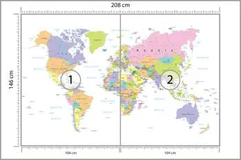 Fototapeta Mapa Świata - Pastelowy Podział Polityczny - obrazek 3