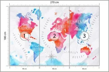 Fototapeta Mapa Świata - Akwarela Kontynentów - obrazek 3