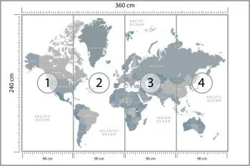 Fototapeta Mapa Świata - Odcienie Szarości - obrazek 3