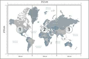 Fototapeta Mapa Świata - Odcienie Szarości - obrazek 3