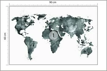 Fototapeta Mapa Świata - Czarno-Biała Akwarela - obrazek 3